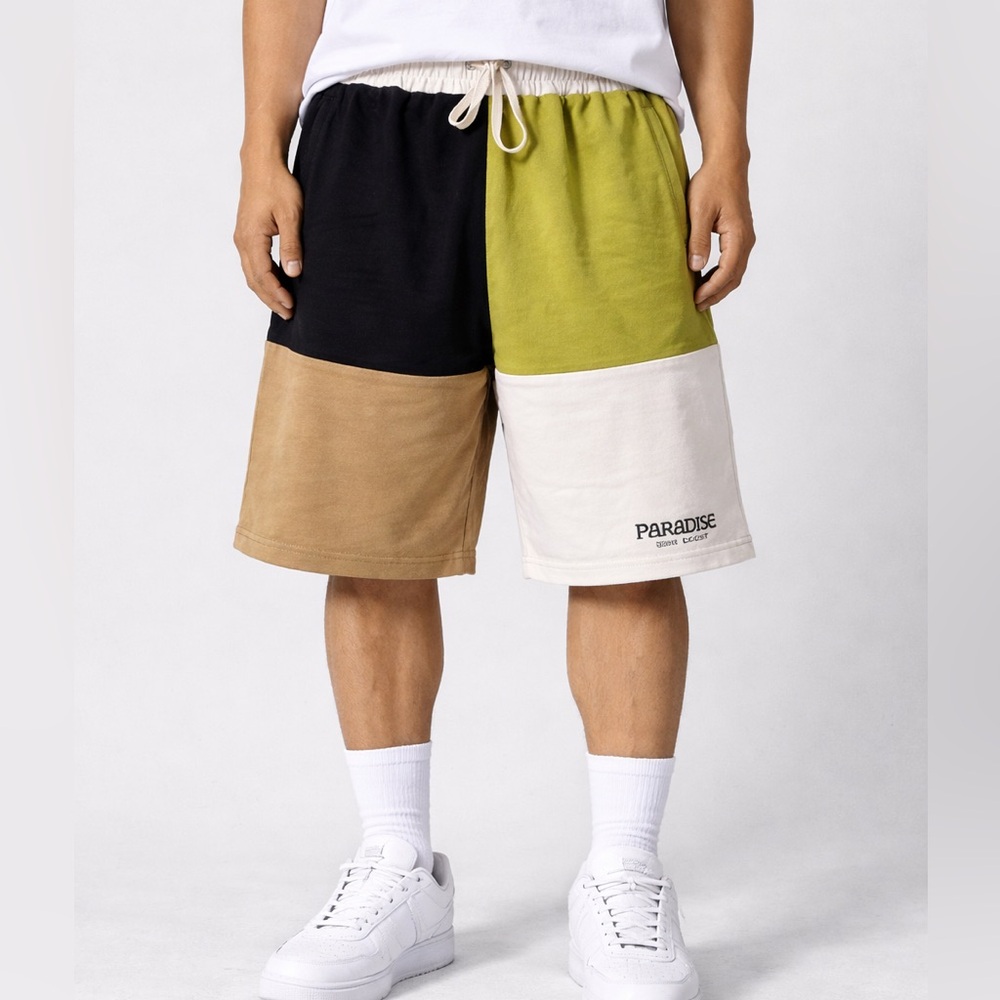 Paradise Lost Color Block Shorts‎ men’s size 3X Tan Green Black Streetwear NWT